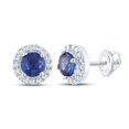 thumbnail image 1 of 10K WHITE GOLD ROUND BLUE SAPPHIRE HALO EARRINGS 5/8 CTTW, 1 of 1