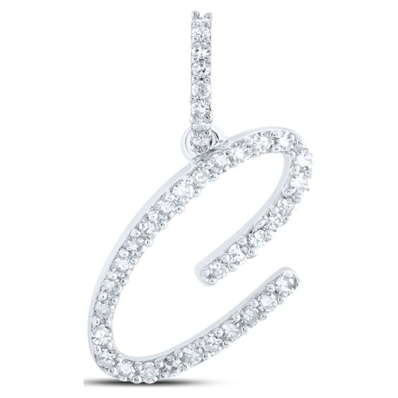 10K WHITE GOLD ROUND DIAMOND C INITIAL LETTER NICOLES DREAM COLLECTION PENDANT 1/6 CTTW
