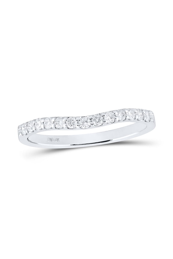 10k White Gold Natural Diamond Machine Set Anniversary Band Ring 1/4 Cttw
