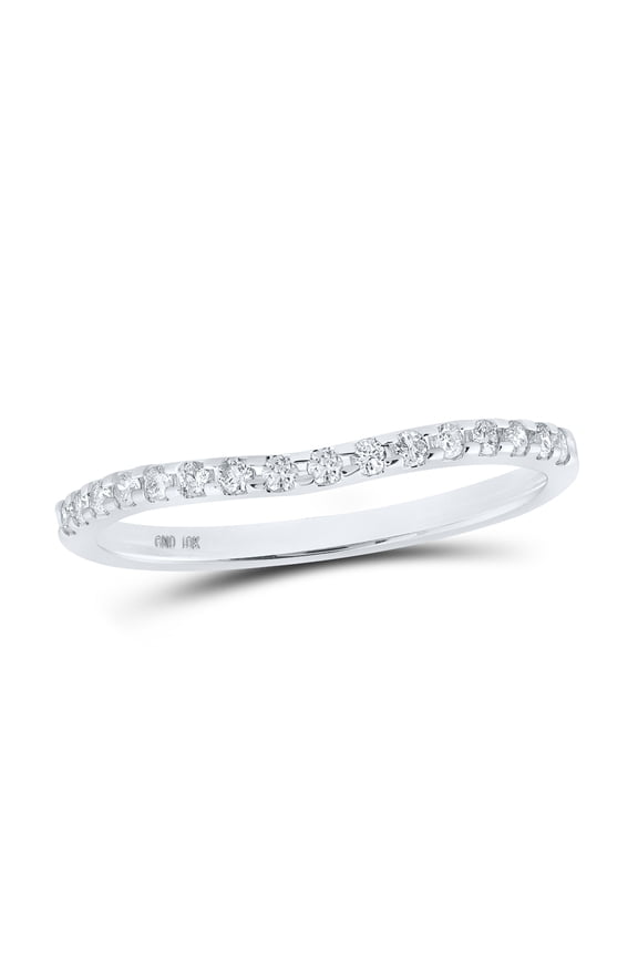 10k White Gold Natural Diamond Machine Set Anniversary Band Ring 1/6 Cttw
