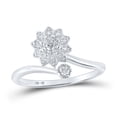 thumbnail image 1 of 10kt White Gold Round Diamond Gift Flower Ring 1/6 Cttw, 1 of 1
