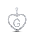 thumbnail image 1 of 10K WHITE GOLD ROUND DIAMOND HEART G LETTER PENDANT 1/4 CTTW, 1 of 1
