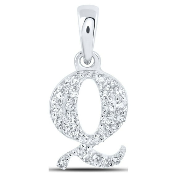 10K WHITE GOLD ROUND DIAMOND Q INITIAL LETTER NICOLES DREAM COLLECTION PENDANT 1/10 CTTW