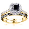 thumbnail image 1 of 10K White Black 1.2 Ctw Diamonds Unique Bridal Engagement Ring Set (Yellow Gold Size 8), 1 of 3
