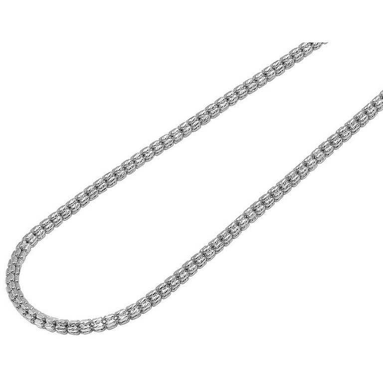 10K White Diamond Cut Ice Chain Necklace 3MM 20 30 Inches 30