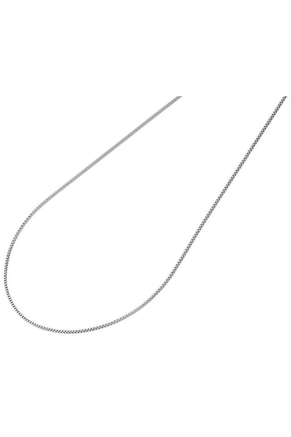 10K White Gold 0.50mm Box Link Chain Solid Unisex Necklace - 16" Length | JFL Diamonds & Timepieces