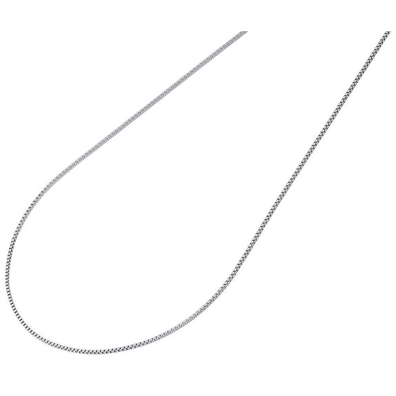 10K White Gold 0.50mm Box Link Chain Solid Unisex Necklace - 20" Length | JFL Diamonds & Timepieces