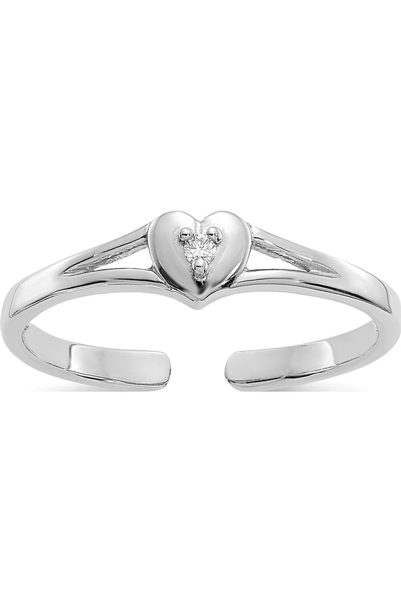 10K White Gold .01Ct Diamond Heart Toe Ring (Width 1) - Jbsp