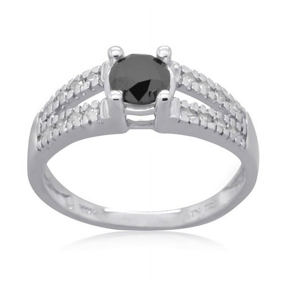 10K White Gold 1.00 CTTW Black & White Diamond Ring