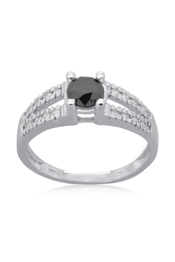 10K White Gold 1.00 CTTW Black & White Diamond Ring
