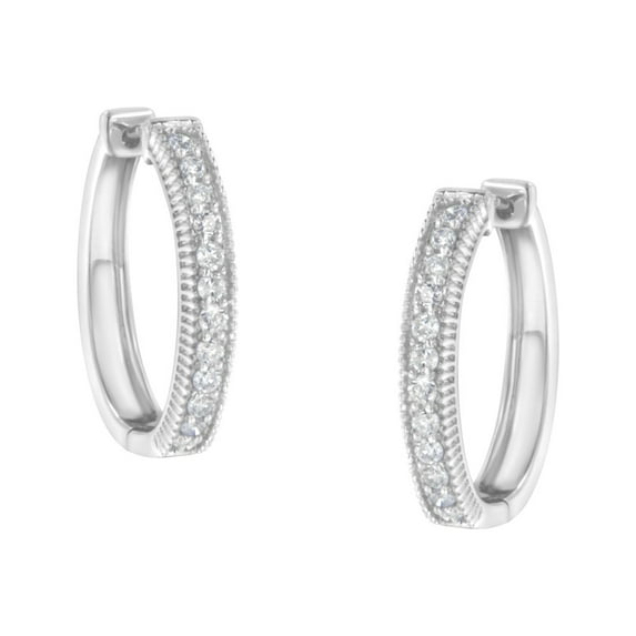 10K White Gold 1.0ct TDW Diamond Hoop Earring (H-I,I1-I2)