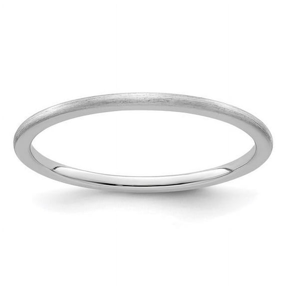 10K White Gold 1.2 mm Half Round Satin Stackable Band, Size 4.5