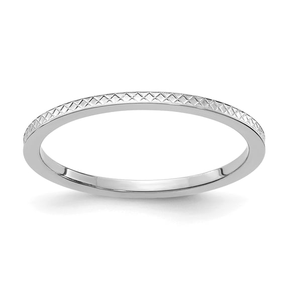 10K White Gold 1.2mm Criss-Cross Pattern Stackable Band - Size 4.5