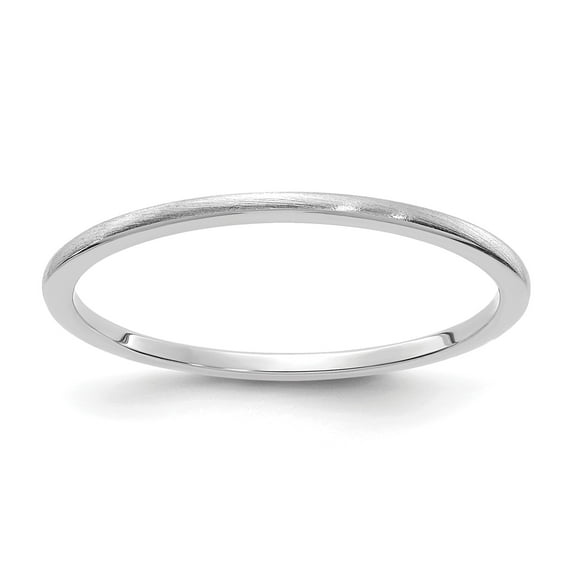10K White Gold 1.2mm Half Round Satin Stackable Band - Size 7