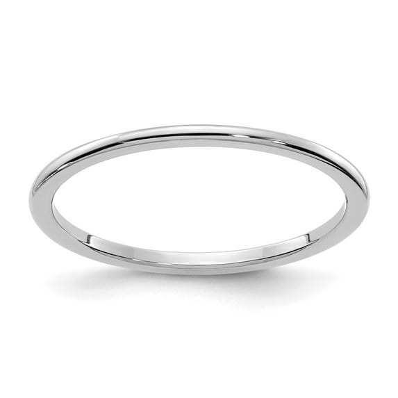 10K White Gold 1.2mm Half Round Stackable Band - Size 6