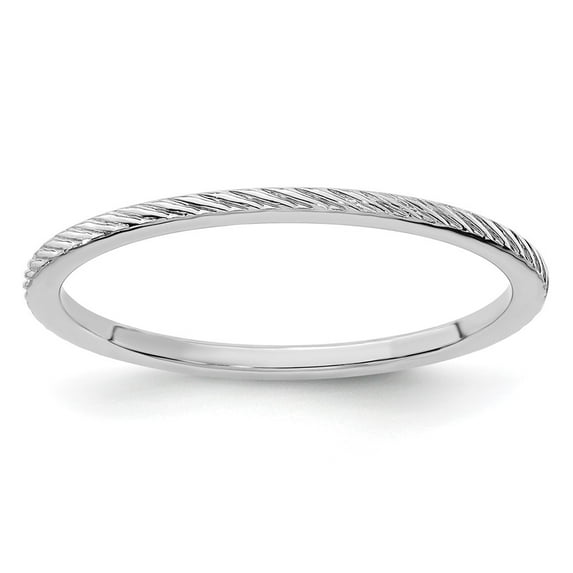 10K White Gold 1.2mm Twisted Wire Pattern Stackable Band Size 4