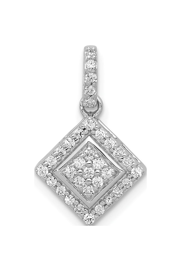 10K White Gold 1/4 carat Diamond Cluster Pendant