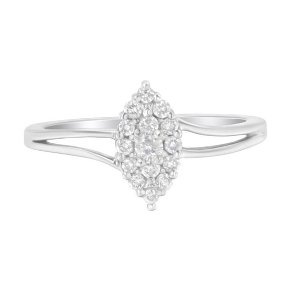 10K White Gold 1/4ct TDW Round cut Diamond Cluster Ring (H-I,I1-I2)