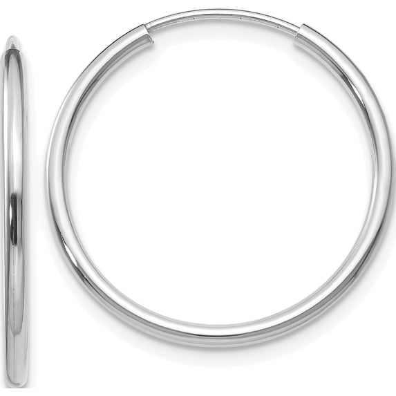 10K White Gold 1.5Mm Polished Endless Hoop Earrings (Width 23) (Length 22.5) - Jbsp