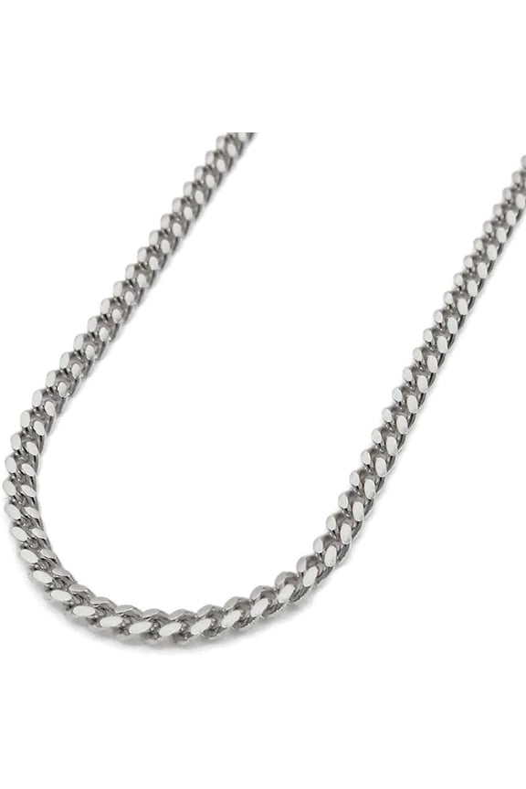 10K White Gold 1.5mm Miami Cuban Chain, FREE Microfiber Cloth, Solid Gourmette Curb Link Mens Womens Necklace, Giorgio Bergamo