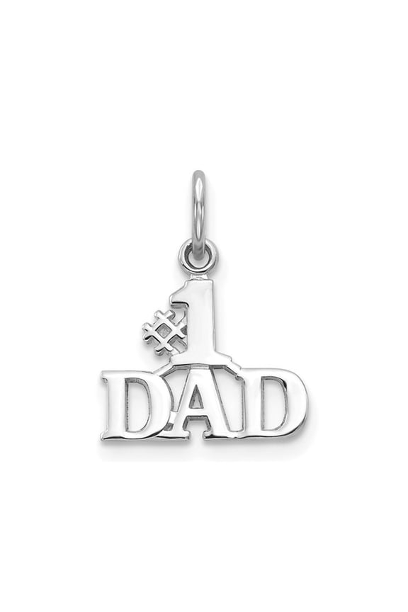 Gem & Harmony 10K White Gold #1 DAD Charm Pendant (NO CHAIN) for Men