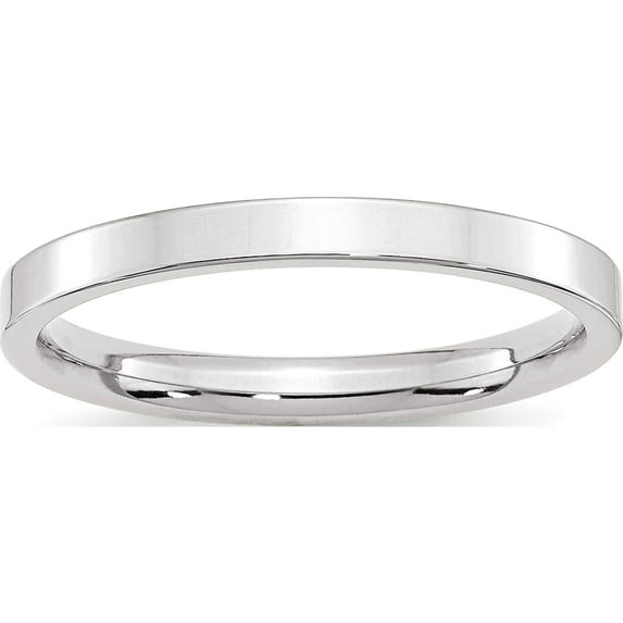 10K White Gold 10Kw 2.5mm Standard Flat Comfort Fit Band Size 8.5 Made In United States 1wflc025-8.5