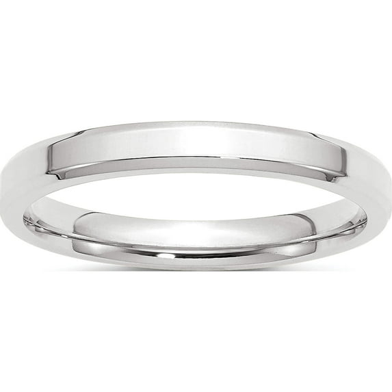 10K White Gold 10Kw 3mm Bevel Edge Comfort Fit Band Size 7 Made In United States 1wbec030-7