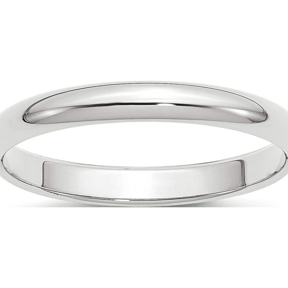 10K White Gold 10Kw 3mm Half Round Band Size 6 Made In United States 1whr030-6
