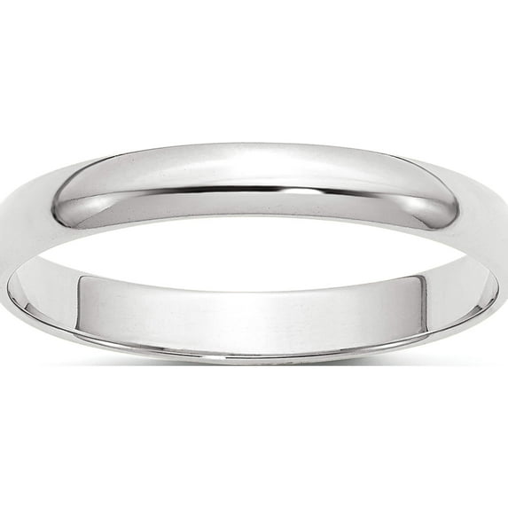 10K White Gold 10Kw 3mm Ltw Half Round Band Size 12.5 Made In United States 1whrl030-12.5