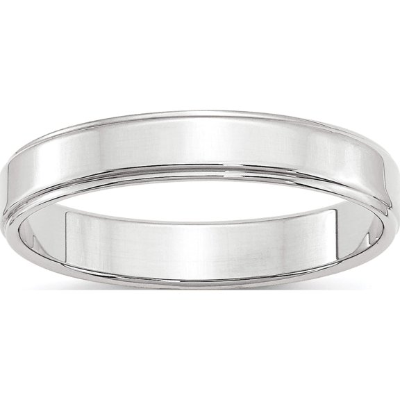 10K White Gold 10Kw 4mm Flat With Step Edge Band Size 7 Made In United States 1wfle040-7