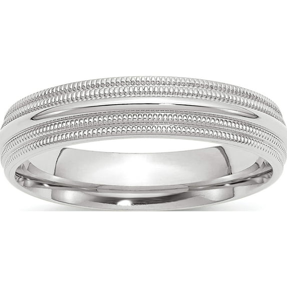 10K White Gold 10Kw 5mm Double Milgrain Comfort Fit Band Size 9.5 Made In United States 1wdmc050-9.5