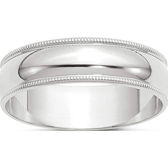 10K White Gold 10Kw 6mm Ltw Milgrain Half Round Band Size 11 Made In United States 1wml060-11