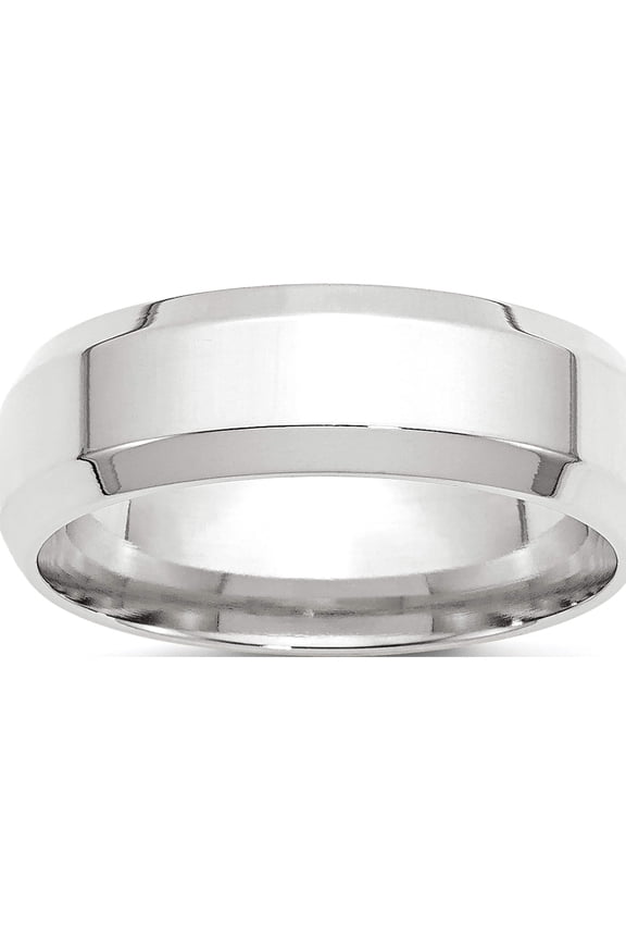 10K White Gold 10Kw 7mm Bevel Edge Comfort Fit Band Size 10.5 Made In United States 1wbec070-10.5