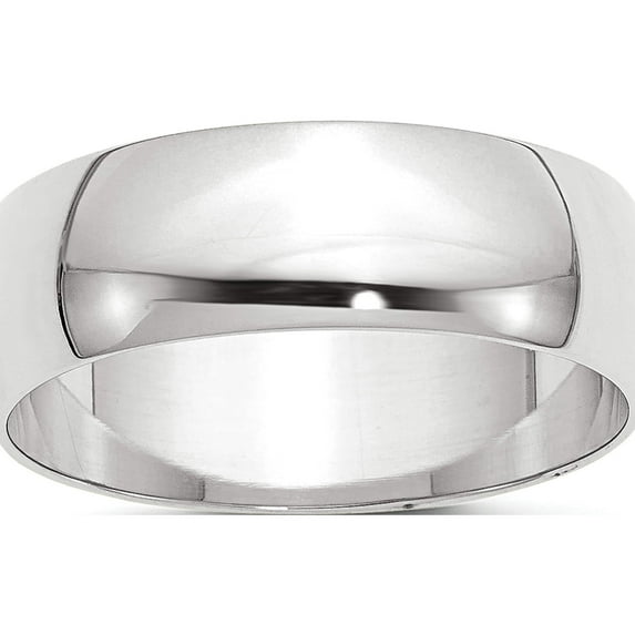 10K White Gold 10Kw 7mm Ltw Half Round Band Size 12.5 Made In United States 1whrl070-12.5