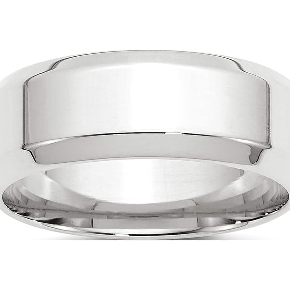 10K White Gold 10Kw 8mm Bevel Edge Comfort Fit Band Size 13 Made In United States 1wbec080-13