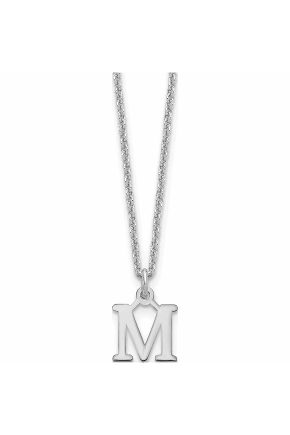 10K White Gold 10Kw Cutout Letter M Initial Necklace Made In United States -Jewelry By Sweet Pea