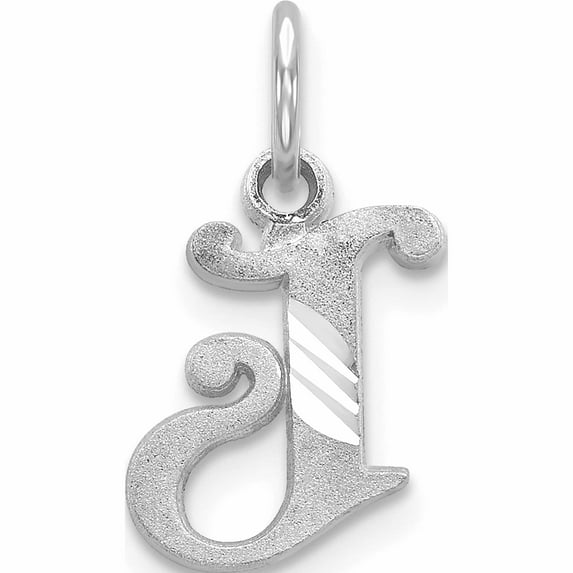 10K White Gold 10Kw Diamond-Cut Initial J Charm (17 X 10) Made In United States -Jewelry By Sweet Pea