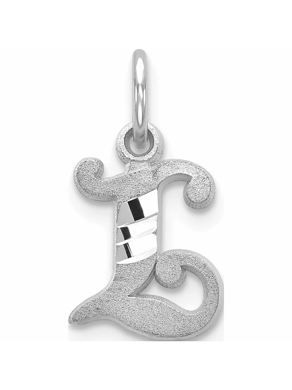 10K White Gold Diamond-cut Initial L Charm