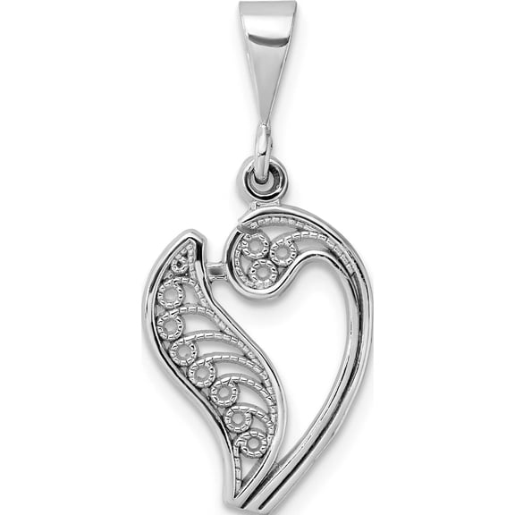 Jewelry by Sweet Pea 10K White Gold Large Filigree Script Initial V Pendant