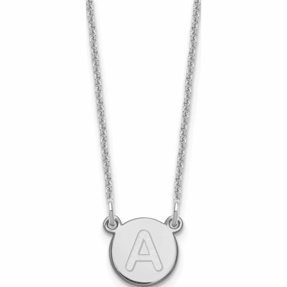 10K White Gold 10Kw Tiny Circle Block Initial Letter A Necklace Made In United States -Jewelry By Sweet Pea