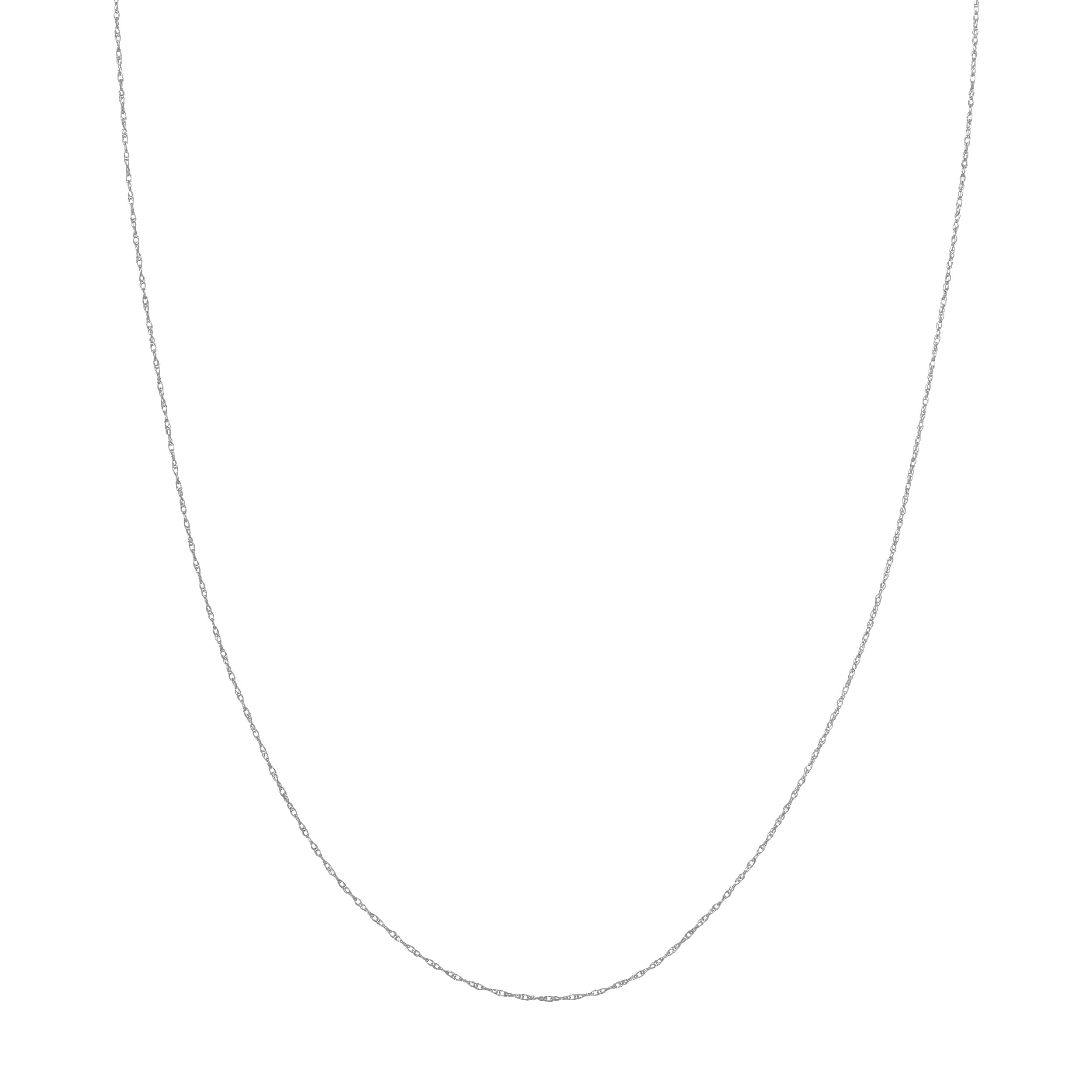 10K White Gold 16" 0.80mm Replacement Rope Chain Necklace w/ 5mm Spring Ring - Women