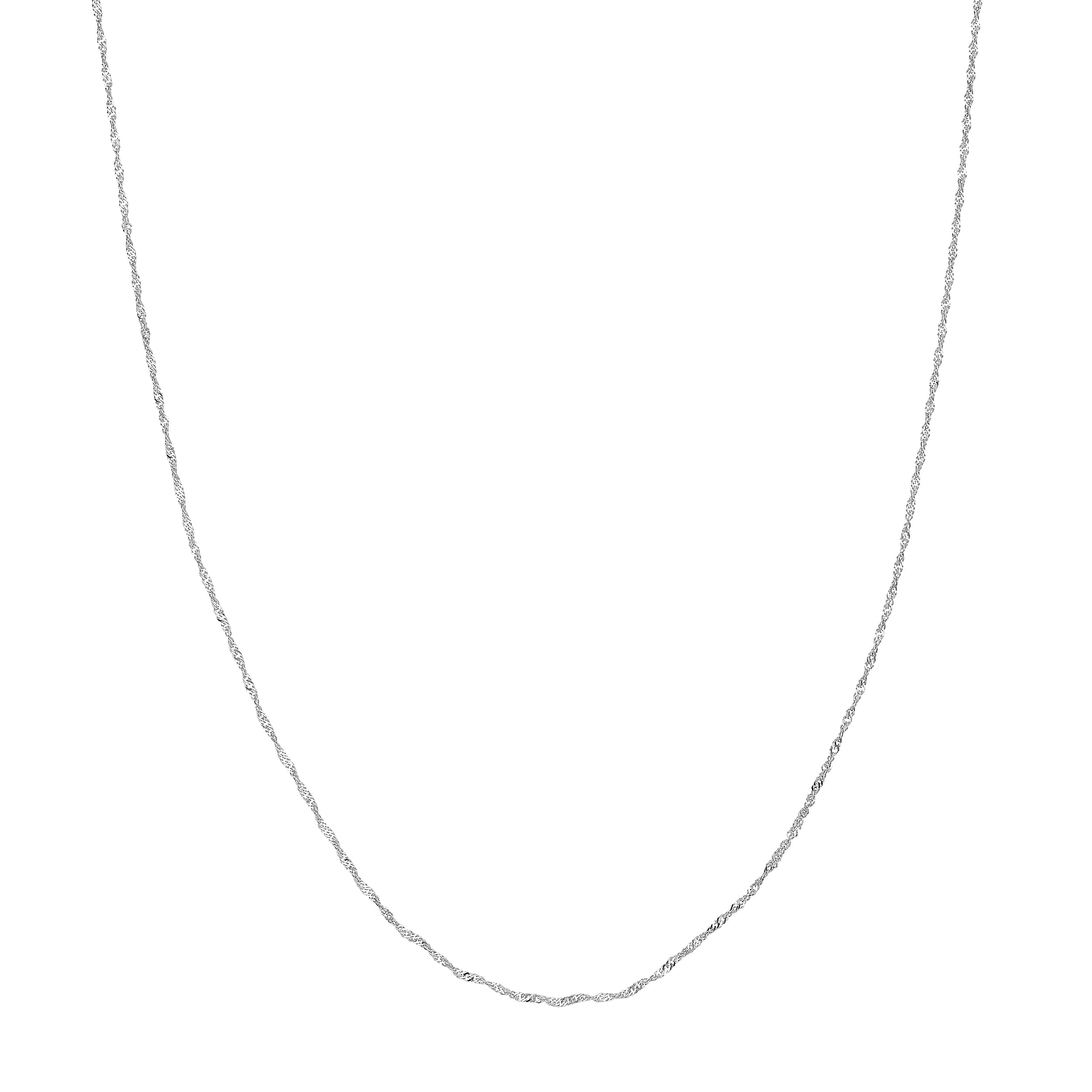 10K White Gold 18" 1.15mm Singapore Chain Necklace w/ Spring Ring - Women