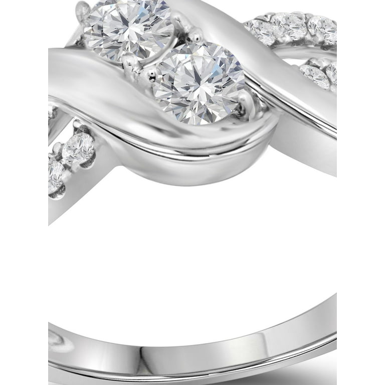 10K White Gold 2 Stone Forever Us Promise Ring 0.665ct Walmart