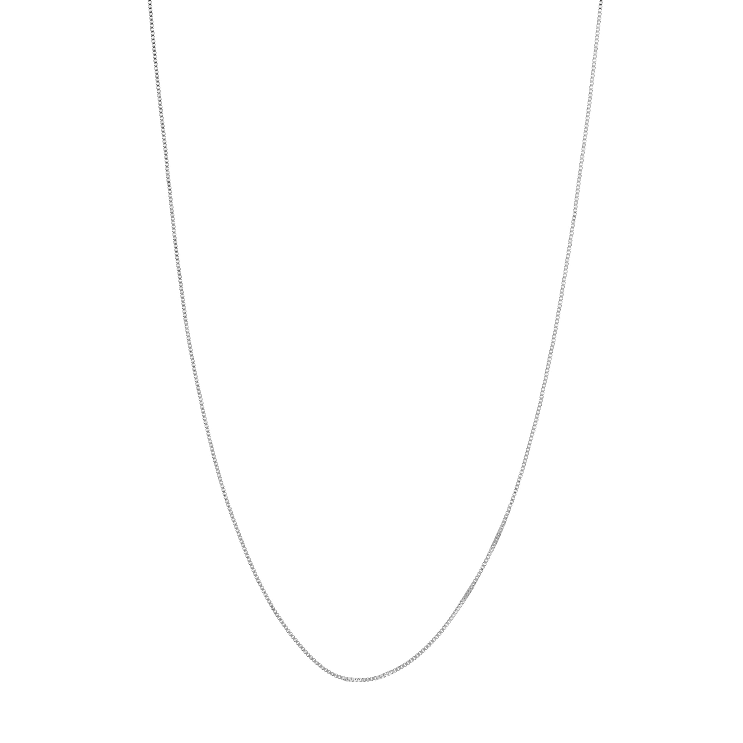 10K White Gold 20" 0.42mm Box Chain Necklace w/ 5mm Spring Ring - Women