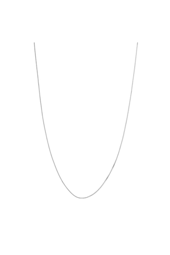 10K White Gold 20" 0.42mm Box Chain Necklace w/ 5mm Spring Ring - Women