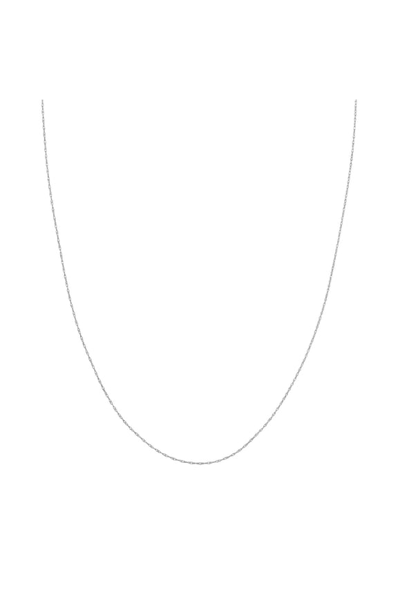 10K White Gold 20" 0.80mm Replacement Rope Chain Necklace w/ 5mm Spring Ring - Women