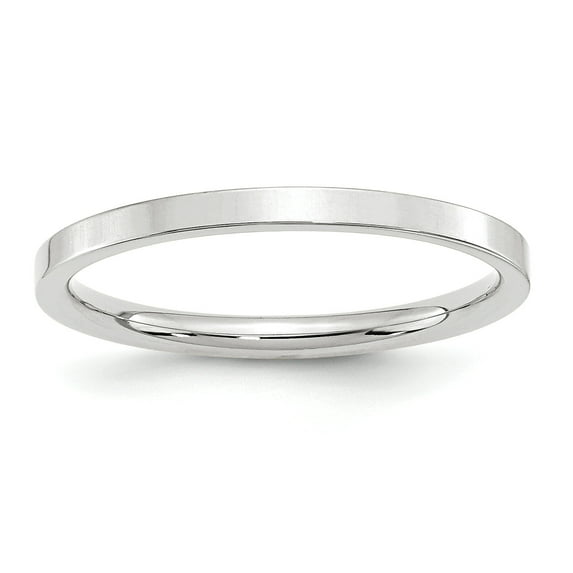 10K White Gold 2mm Standard Flat Comfort Fit Band Ring Size 4