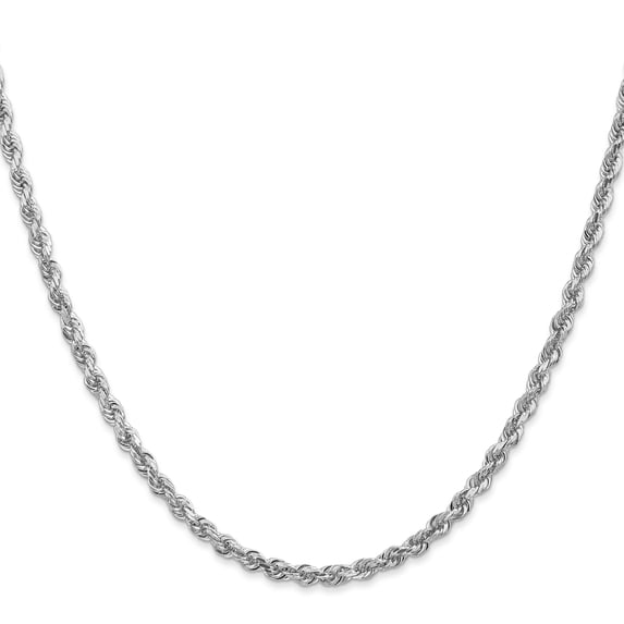 10k White Gold White 3.35mm D/C Quadruple Rope Chain