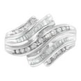 thumbnail image 1 of 10K White Gold 3/4ct TDW Round and Baguette cut Diamond Channel Ring (H-I,SI2-I1), 1 of 8