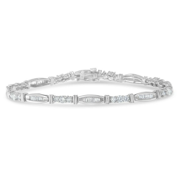 10K White Gold 3ct TDW Geometric Pattern Diamond Tennis Bracelet (H-I,SI2-I1)